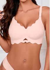 Light Pink V Neck Detail Bra