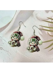 Wine Red jewelry,Christmas Snowman Wine Red Acrylic Earrings