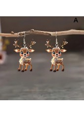 Boucles d'oreilles en acrylique camel foncé représentant des rennes de Noël
