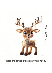 Dark Camel jewelry,Christmas Reindeer Dark Camel Acrylic Earrings