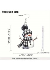 Black jewelry,Other jewelry,Christmas Snowman Design Black Acrylic Earrings
