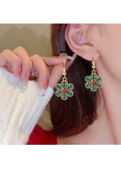 Green jewelry,Geometric jewelry,Christmas Snowflake Design Green Alloy Earrings