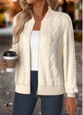 Rotita Jacke mit Bauchbedeckung beige Stehkragen lange Ärmel