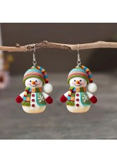 boucles d'oreilles en acrylique multicolore bonhomme de neige de Noël