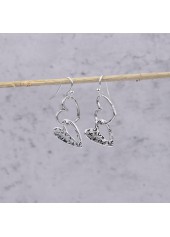 Silver jewelry,Heart jewelry,Heart Design Silver Hollow Alloy Earrings