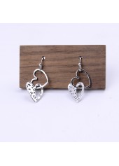 Silver jewelry,Heart jewelry,Heart Design Silver Hollow Alloy Earrings