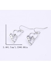 Silver jewelry,Heart jewelry,Heart Design Silver Hollow Alloy Earrings