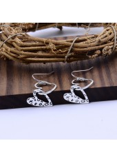 Silver jewelry,Heart jewelry,Heart Design Silver Hollow Alloy Earrings
