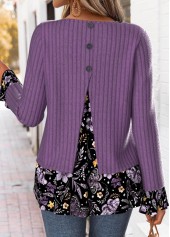 T-shirt Rotita violet poudré à imprimé floral couvrant le ventre