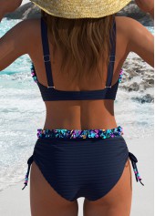 Navy swimwear,Ditsy Floral swimwear,ROTITA Push Up Navy Ditsy Floral Print Bikini Set