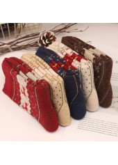Multi Color accessories,Christmas accessories,Christmas Elk Print Multi Color Mid Calf Socks