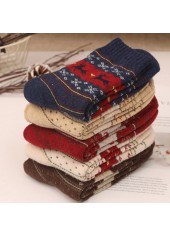 Multi Color accessories,Christmas accessories,Christmas Elk Print Multi Color Mid Calf Socks
