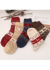Multi Color accessories,Christmas accessories,Christmas Elk Print Multi Color Mid Calf Socks
