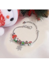 Silver jewelry,Geometric jewelry,Christmas Snowflake Silver Snowman Alloy Bracelet