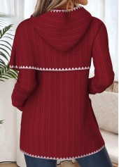 Wine Red tops,Plain Color tops,ROTITA Tummy Coverage Wine Red Long Sleeve Hoodie