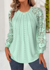 ROTITA Tummy Coverage Light Green Round Neck T Shirt