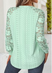 Light Green tops,Plain Color tops,ROTITA Tummy Coverage Light Green Round Neck T Shirt