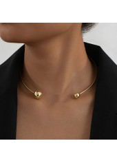 collier géométrique asymétrique rond en alliage doré