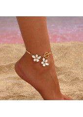 Golden jewelry,Floral jewelry,Plants jewelry,Golden Floral Design Camellia Alloy Anklet