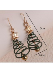 Green jewelry,Geometric jewelry,Christmas Tree Green Metal Star Earrings