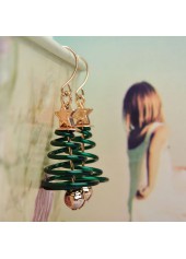 Green jewelry,Geometric jewelry,Christmas Tree Green Metal Star Earrings