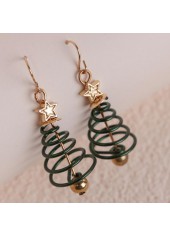 Green jewelry,Geometric jewelry,Christmas Tree Green Metal Star Earrings