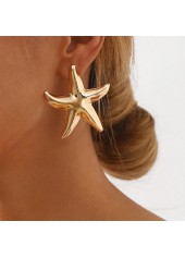Golden jewelry,Animal Print jewelry,Golden Alloy Marine Life Starfish Earrings