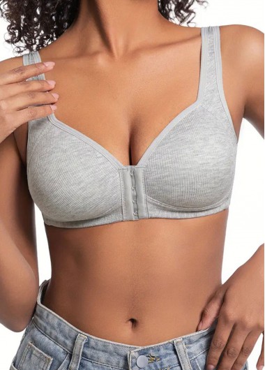 Light Grey intimates,Plain Color intimates,Light Grey Push-up V Neck Bra