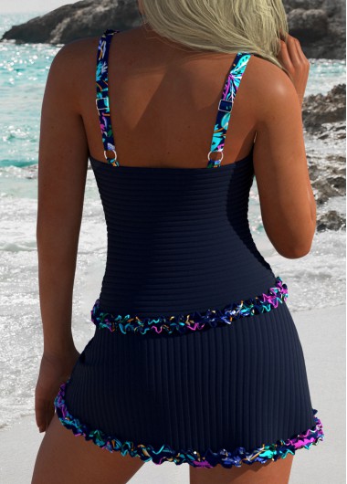 Navy swimwear,Ditsy Floral swimwear,ROTITA Tummy Coverage Navy Ditsy Floral Print Tankini Set