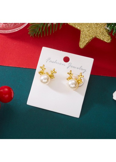 Golden jewelry,Christmas Reindeer Golden Alloy Detail Earrings