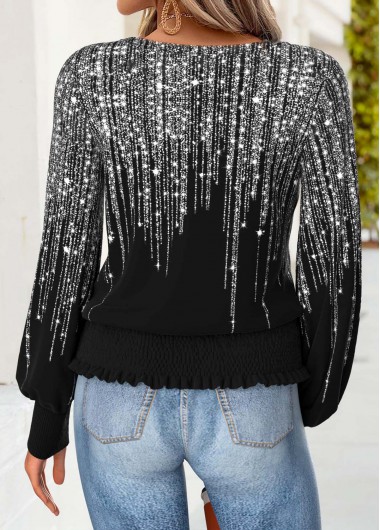 Black tops,Dazzle Colorful tops,ROTITA Tummy Coverage Dazzle Colorful Print Black T Shirt