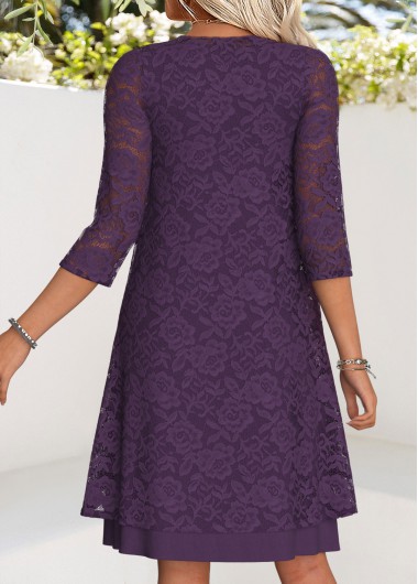 Dark Reddish Purple dresses,Plain Color dresses,Everyday dresses,Casual dresses,ROTITA Tummy Coverage Dark Reddish Purple Dress and Cardigan