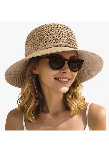 Dark Camel accessories,Plain Color accessories,Dark Camel Sun Protection Visor Straw Hat