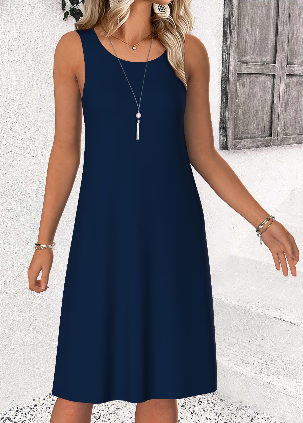 Navy dresses,Ditsy Floral dresses,Casual dresses,ROTITA Tummy Coverage Ditsy Floral Print Navy Dress and Cardigan