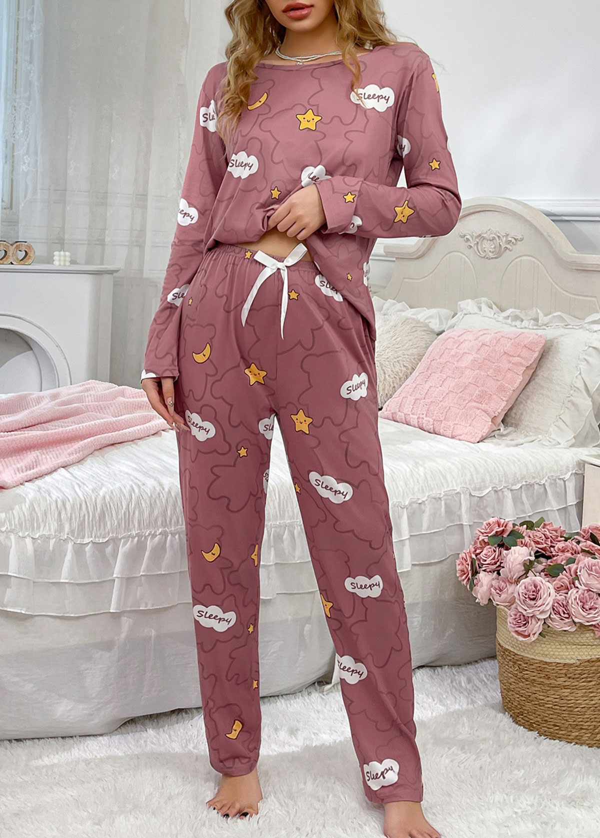 Dark Reddish Purple loungewear,Letter loungewear,Letter Print Dark Reddish Purple Lounge Top and Pants