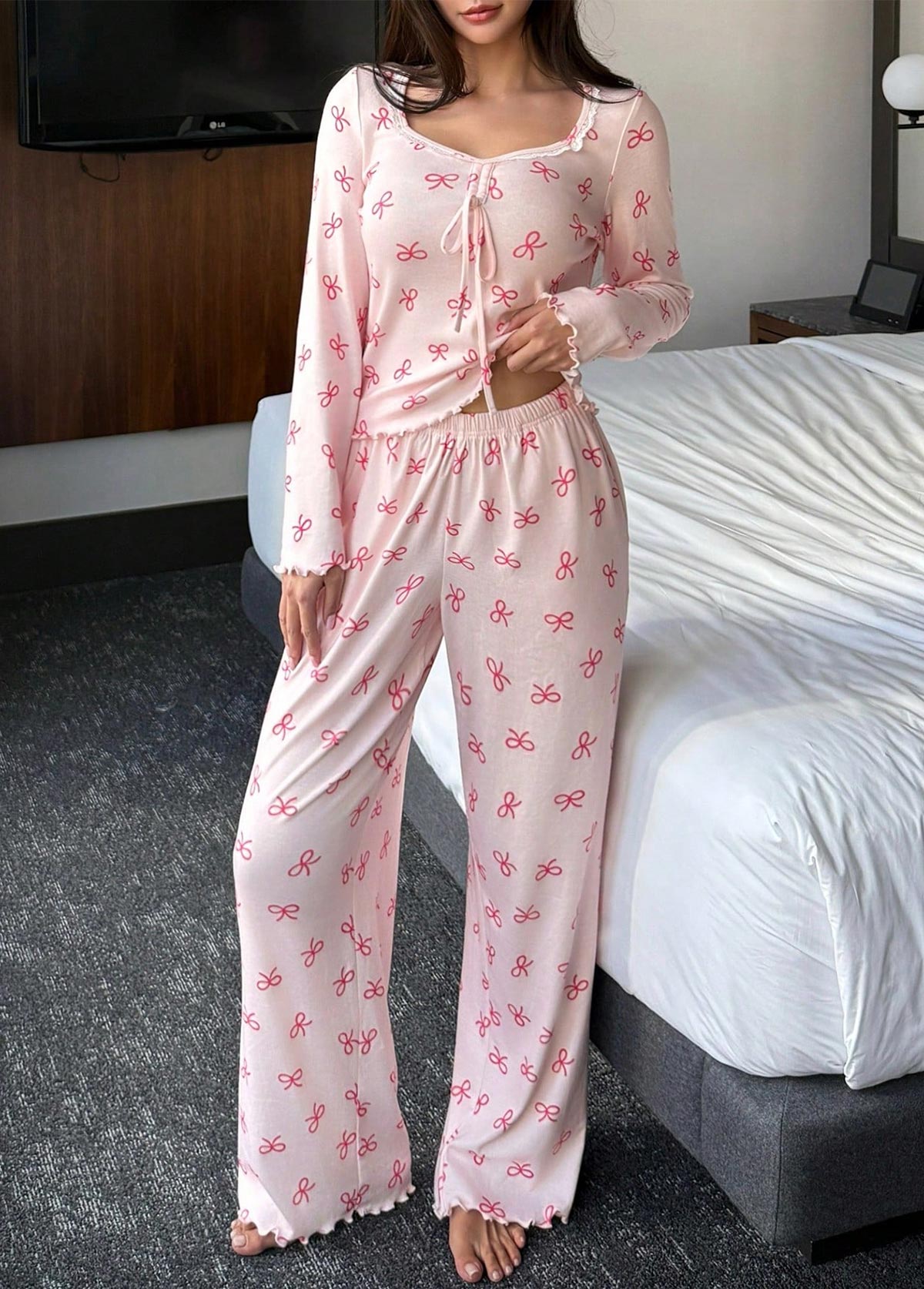 Pink loungewear,Ditsy Floral loungewear,Ditsy Floral Print Pink Lounge Top and Pants