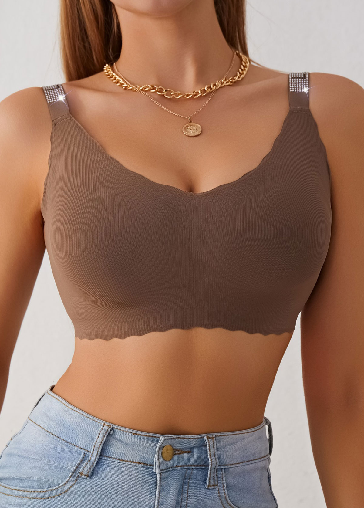 Dark Coffee intimates,Dark Coffee Color Scoop Neck Bra