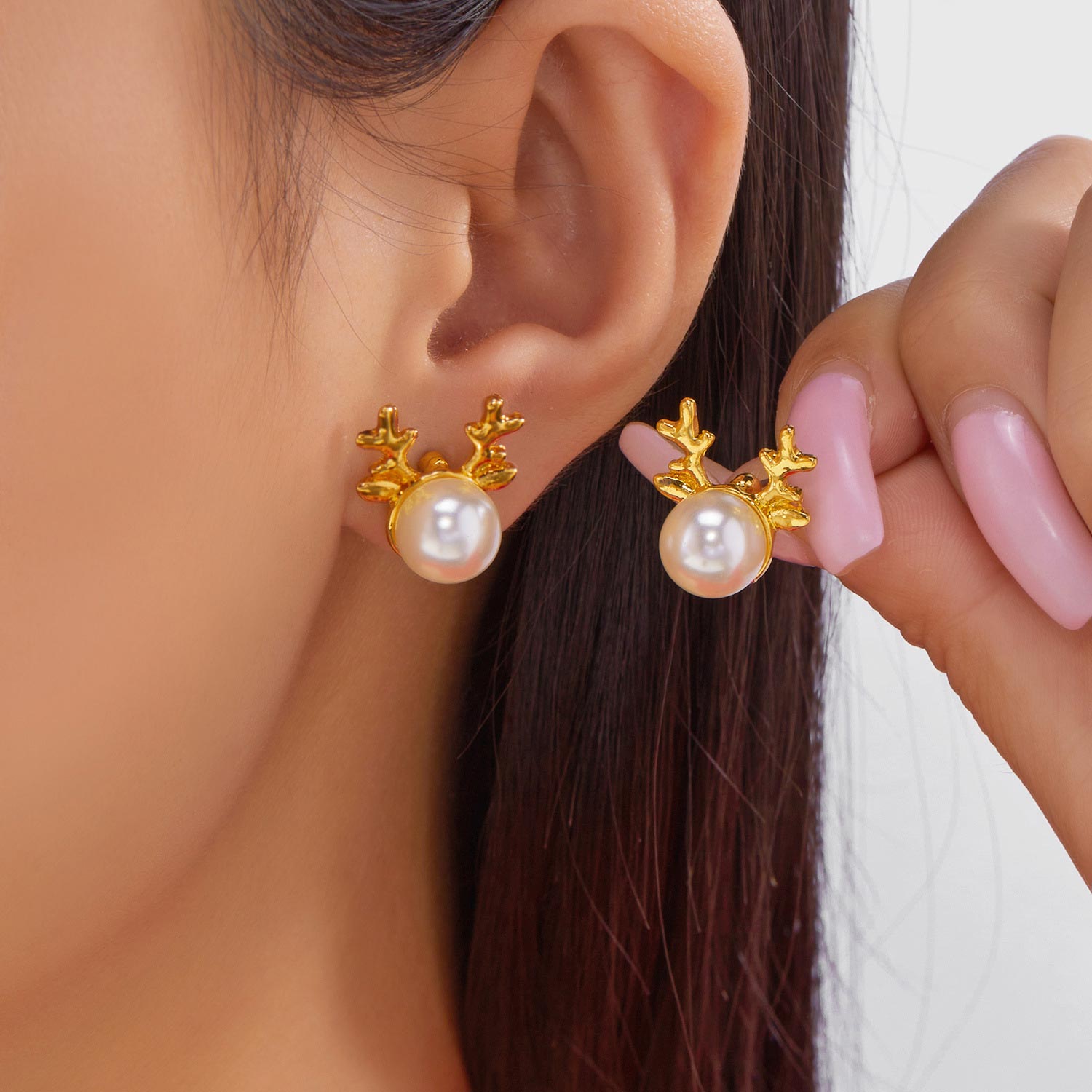 Golden jewelry,Christmas Reindeer Golden Alloy Detail Earrings