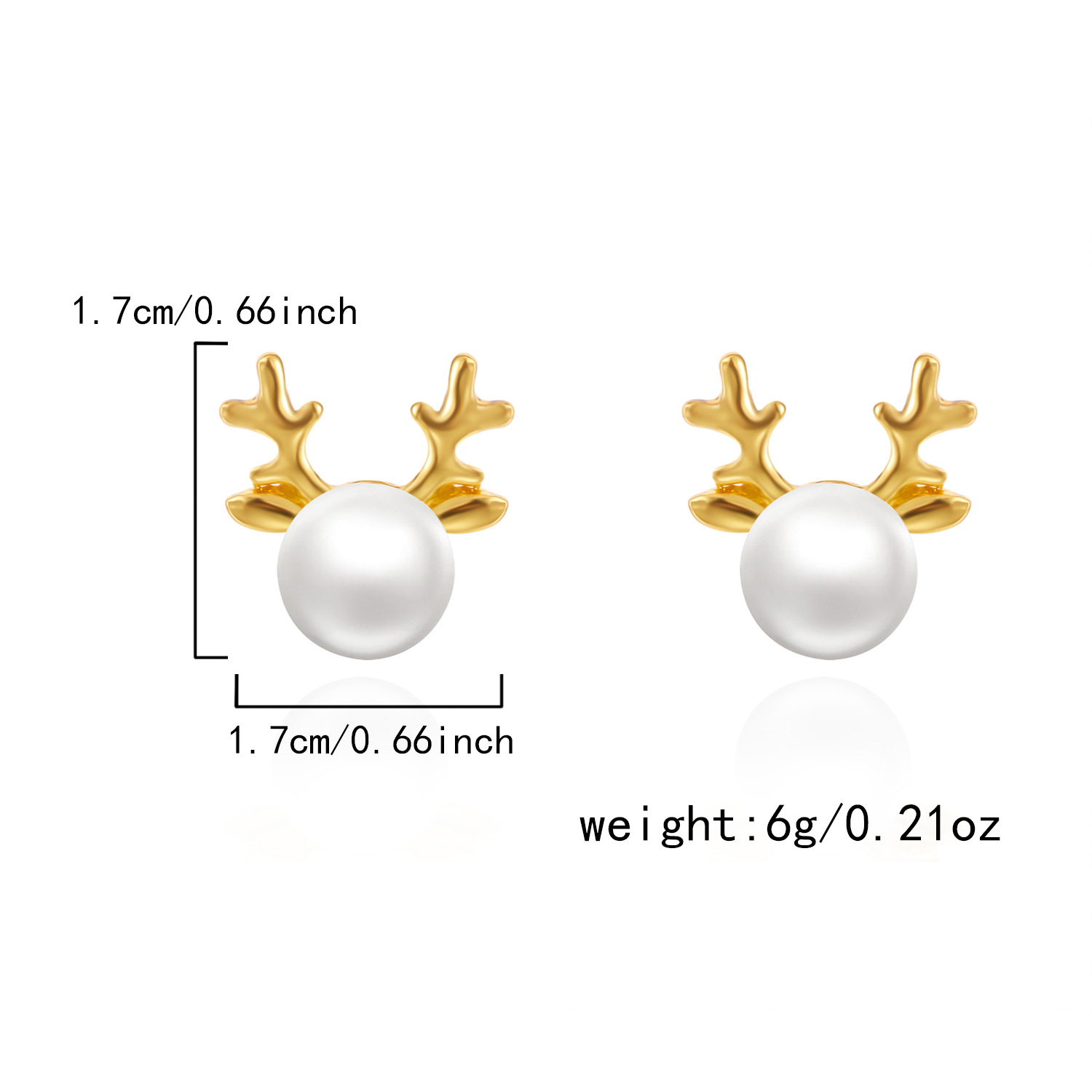 Golden jewelry,Christmas Reindeer Golden Alloy Detail Earrings