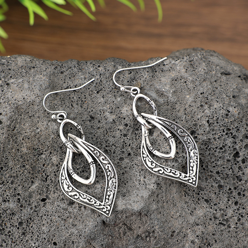 Silver jewelry,Silver Color geometric Alloy Detail Earrings