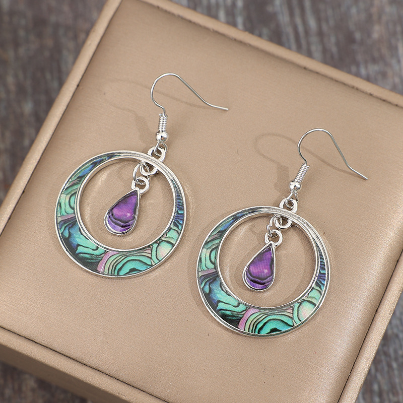 Silver jewelry,Silver Color Round Alloy Detail Earrings