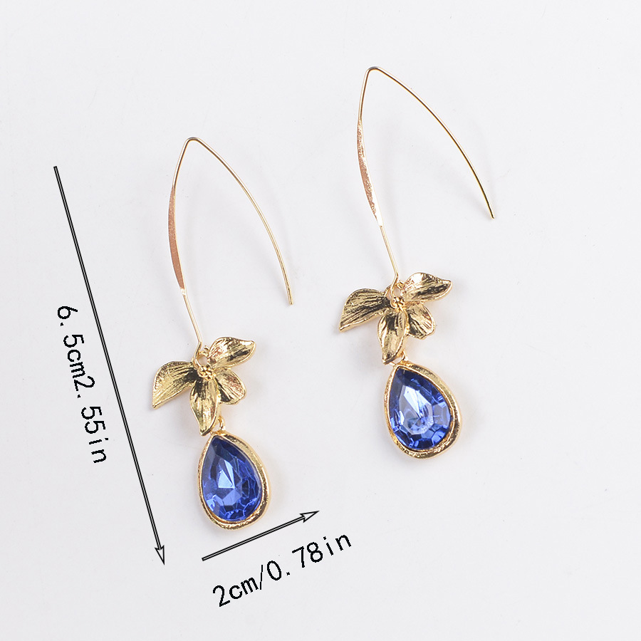 Blue jewelry,Floral jewelry,Plants jewelry,Droplet Blue Orchid Design Alloy Earrings