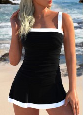 Rotita – Schwarzes Patchwork-Tankini-Set mit Kontrastbindung