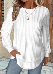ROTITA White Round Neck Long Sleeve Sweatshirt