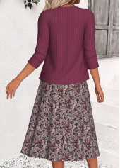 Dusty Purple dresses,Paisley dresses,Casual dresses,ROTITA Tummy Coverage Paisley Print Dusty Purple Dress and Cardigan