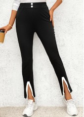 Black Elastic Waist High Waisted Pants