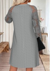 Light Grey dresses,Plain Color dresses,Everyday dresses,Casual dresses,ROTITA Tummy Coverage Light Grey Short Round Neck Dress