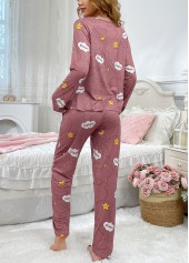 Dark Reddish Purple loungewear,Letter loungewear,Letter Print Dark Reddish Purple Lounge Top and Pants