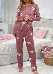 Dark Reddish Purple loungewear,Letter loungewear,Letter Print Dark Reddish Purple Lounge Top and Pants