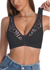 Black intimates,Plain Color intimates,Black Push Up V Neck Bra